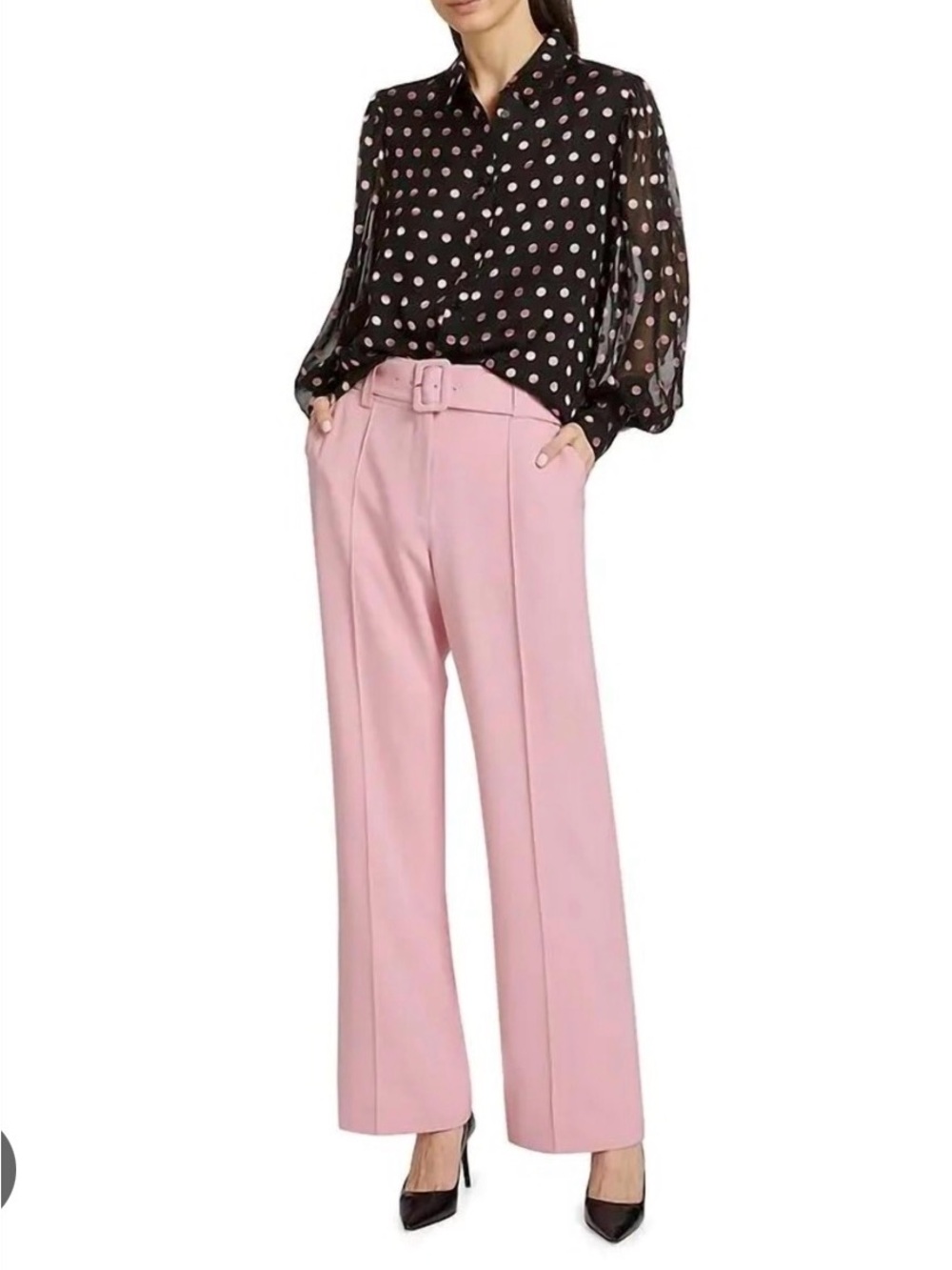 Elie Tahari Pink polka dot top